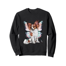 Cartoon Papillon dog with butterfly wings Sweatshirt