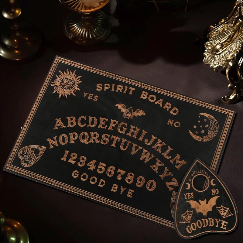 Ieron Ouija Board and Tarot Card Holder Set Wooden Black