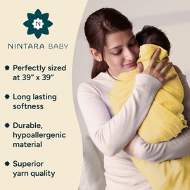 Nintara Baby Swaddle - 100% Organic Premium Muslin Cotton, 39" x 39", Ultra-Soft, Breathable & Lightweight, Multipurpose, Unisex, Hypoallergenic, Gifts for Newborn Babies, Pack of 3