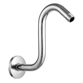 OFFO Shower Head Extension Arm 8 in, S Shaped Shower Arm with Flange High Rise Goose Neck Shower Arm Extension Chrome Finish