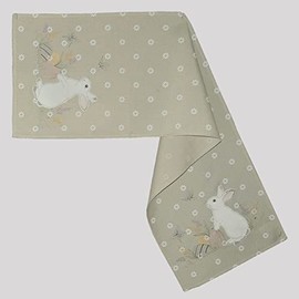Raebel OHG Table Runner 40 x 140 cm with Crank Embroidery Easter Bunny in Ecru Easter Spring