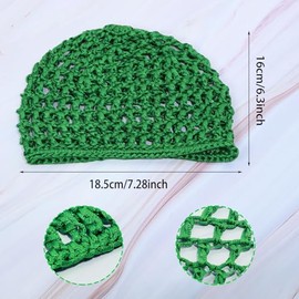 PENTA ANGEL PENTA ANGEL Mesh Crochet Hair Net 2Pcs Elastic Soft Rayon Knit Snoods Hat Sleeping Hair Cap Cover Accessory for Women Girls Long Thick Curly Hair (Green)