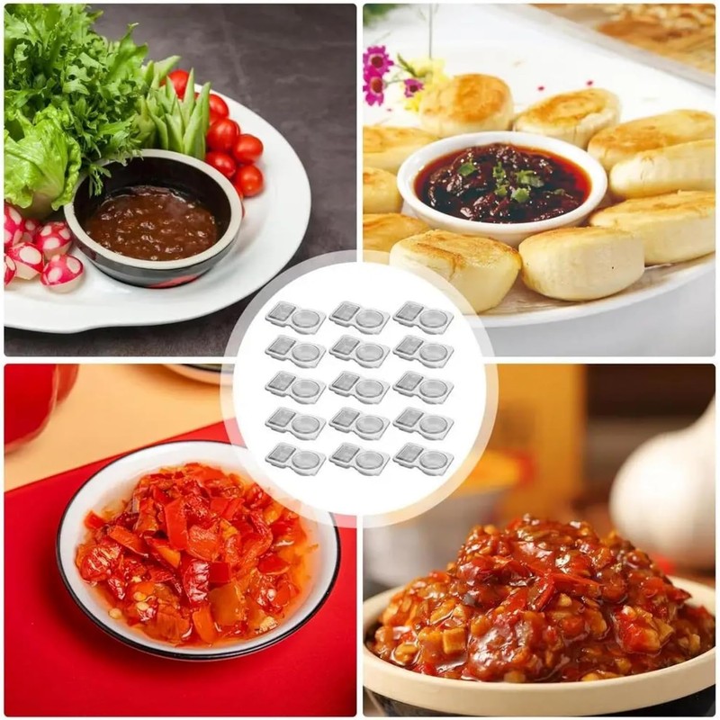 Aywenny 15PCS Double Compartment Condiment Containers with Lids,Disposable 2 Compartment