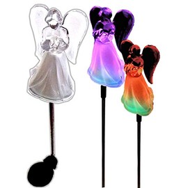 Acrylic Solar Angel Lights with A Frosted Skirt Solar Garden Stake - Box of 2
