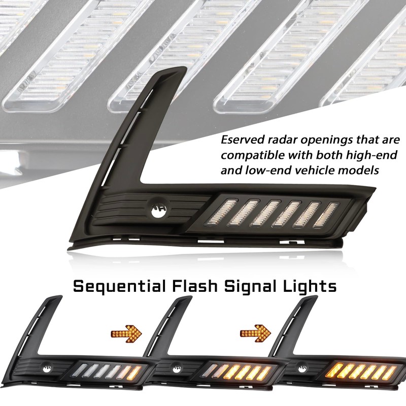 GEEGEETOP Switchback White/Amber Front Bumper Fog Daytime LED Running Light