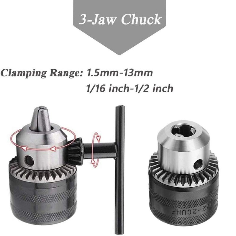 Mesee 1.5-13mm Capacity 1/2-20UNF Mount Drill Chuck with Chuck Key