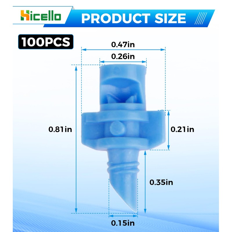 Hicello 100PCS 90 Degree Misting Nozzle Irrigation, Sprinklers Sprayer for
