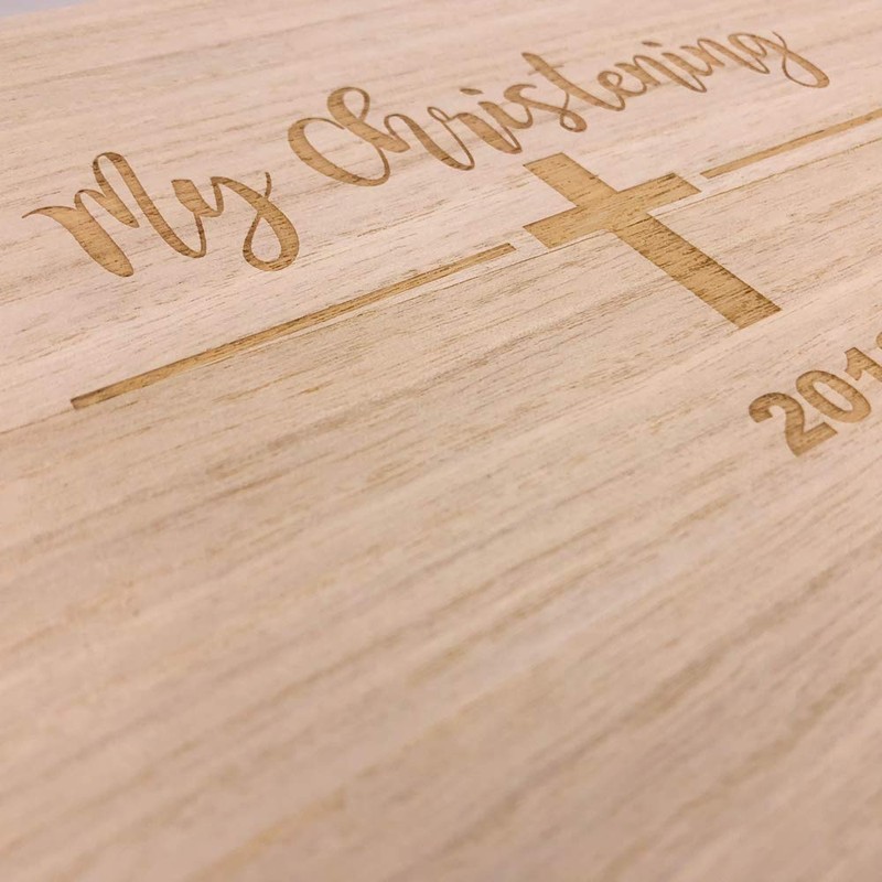 ukgiftstoreonline Large Wooden Christening Keepsake Memories Box Gift