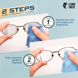 2 Steps Microfiber Cleaning Cloths: Clean and Polish | Cloth Cleaners for Eyeglasses, Camera Lenses, Cellphone and Tablet Screen (6 Pack)