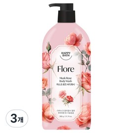 Happy Bath Flore Body Wash Musk Rose, 900g, 3 packs / 해피바스 플로레 바디워시 머스크 로즈, 900g, 3개