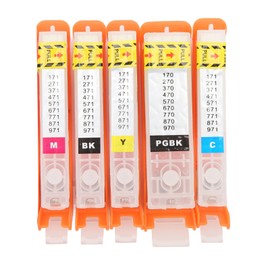 5Pcs Ink Cartridge PGBK BK C M Y 5 Colors Smoothly Output Reusable Printing Ink Cartridge 170 171