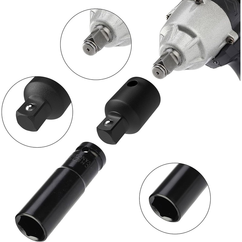 TOP-VIGOR 1/2" Square Drive to 1/4" Hex Socket Adapter Drill