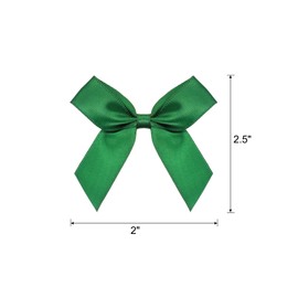 MECCANIXITY 50Pcs Mini Ribbon Bow 2.5" Mini Fabric Satin Ribbon Flower Bows for Craft DIY Sewing Wedding Birthday Party Emerald Green