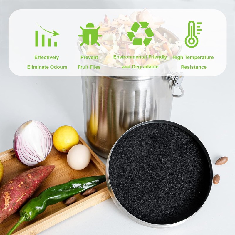 Makoto Nobu 8 Stücke Aktivkohlefilter Rund, Biomülleimer Küche Rund Bioeimer