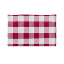 NATUS WEAVER Burgundy Red & White 2 Side Cotton Buffalo Check Farmhouse Placemats Set of 4 Heat Resistant Dining Table Place Mats for Kitchen Table, 12 x 18 inches