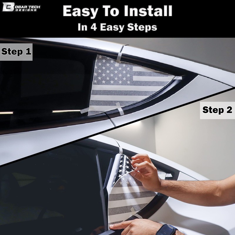 BOGAR TECH DESIGNS Rear Back Middle Window American Flag Vinyl