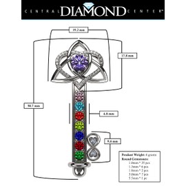 Central Diamond Center Key to Infinity Mother & Child Pendant Necklace 1-7 Stone with 22" Adj Chain- Silver, Platinum Plated