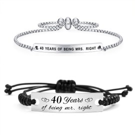 SOUSYOKYO 40 Years Anniversary Bracelet Gifts for Couples, 40th Wedding Anniversary Jewelry Gift for Her Women Him Men