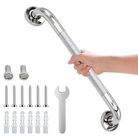 Grab Bars for Bathroom Shower & Bathtub 12" 1 Pack - Stainless Steel Safety Handrail Prevents Falls - for Elderly, Seniors & Handicap - Wall Mounted Support 500lb - Non-Slip Easy Install Kit