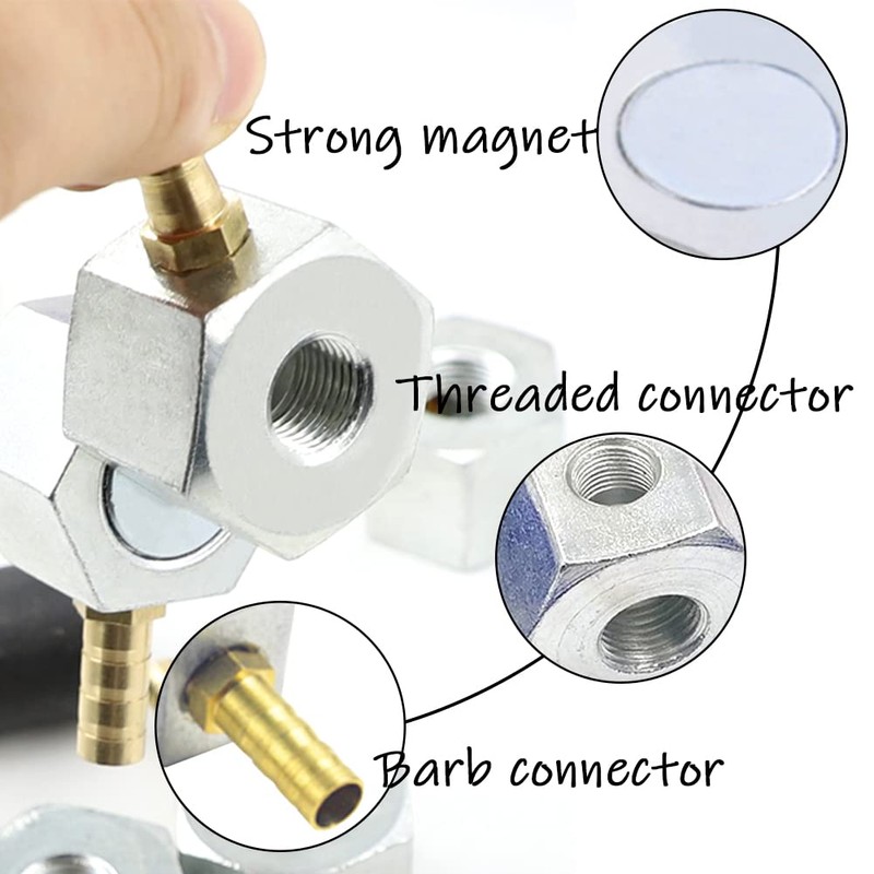 Uenede Magnetic Base with Barb Connector + 1/4"PT Flat Nozzle