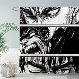Funnytree The Black Swordsman Shower Curtain, Japanese Manga Bathroom Decor, Waterproof Fabric Durable Easy Care Washable, 72"X72"(Hooks Not Included) SC00373-002