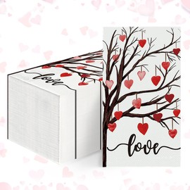 Horaldaily - Servilletas decorativas de papel desechables para invitados, 100 San Valentín, toalla de mano para fiesta, almuerzo, cena, cocina y baño