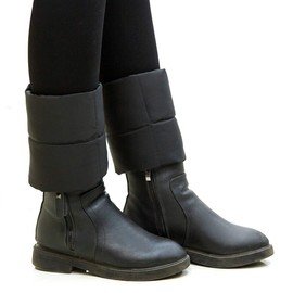 Y.WINNER Feather Down Warm Ankle Warmer, Unisex, Cold Protection, Cold Protection, Easy to Put on and Take Off, Normal Type, Present, Gift, Black