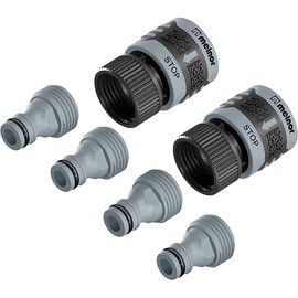 Melnor 65175AMZ 6 Piece Quick Connect Starter Set Connector Bundle, Product Adapter, Product End Connector, Black, Grey