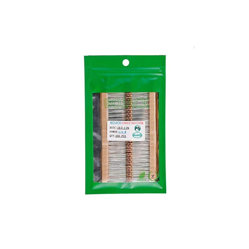 BOJACK 1K Ohm Resistors 1/4 W ±5% Carbon Film Single