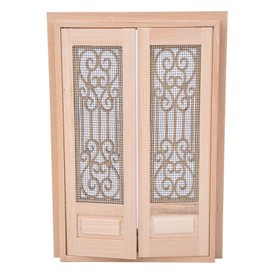 1:12 Scale Dollhouse Furniture DIY Mini Unpainted Wood Double Door Accessory DecorationDouble door