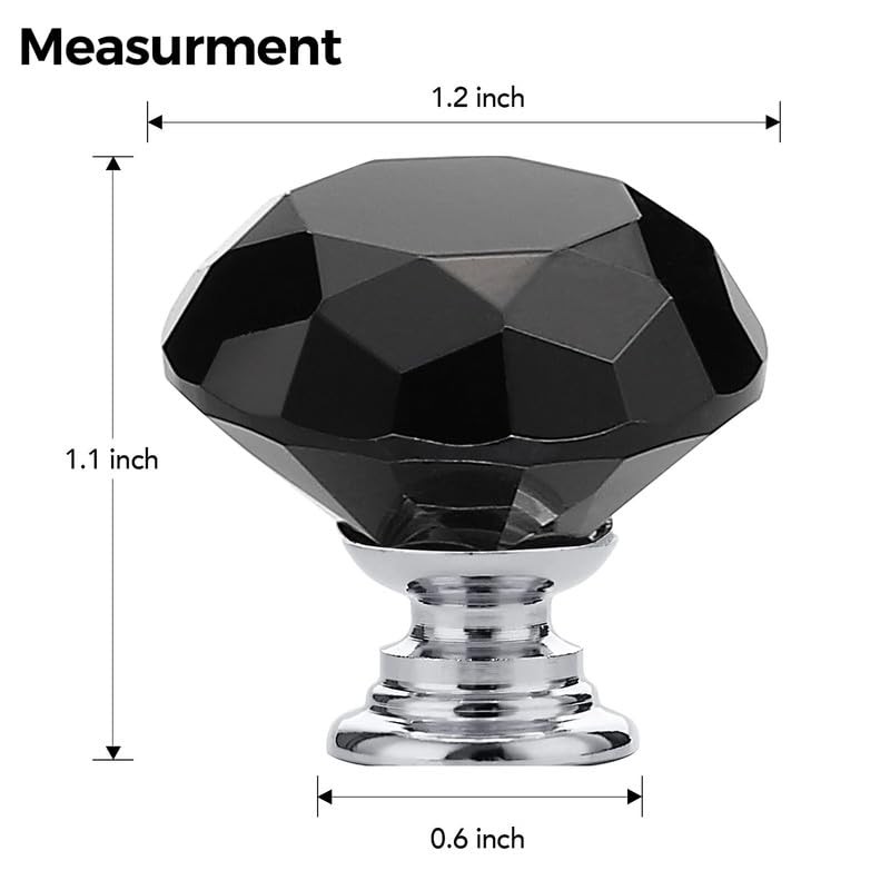 Ravinte Pack of 5 Crystal Drawer Knobs and Handles, Black