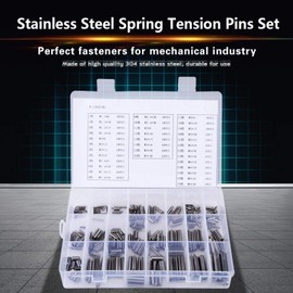 Pack of 280 Hollow Spring Pins, Stainless Steel Hollow Pins Tension Sleeves Assortment, M1.5 M2 M2.5 M3 M4 M5 M6 M8 Hollow Cotter Pins Kit with Storage Box for Machinery Industry