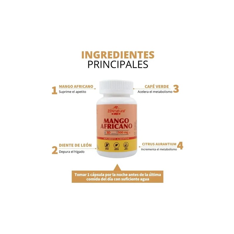 Mango Africano 30 Caps De 500 Mg Control De Peso