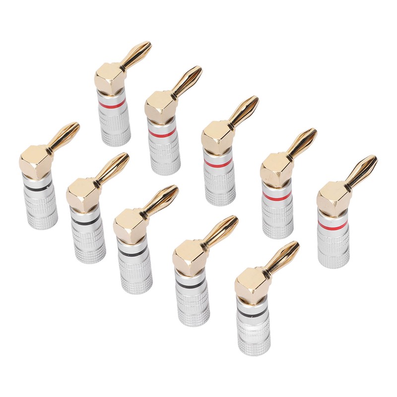 10 Pcs Banana Plugs 24K Copper Gold Plated Aluminum Case