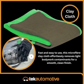 Tek Automotive Fine Grade Clay Cloth – 30x30cm Reusable Detailing Towel – Removes Light Contaminants from Car Bodywork – Faster, Safer & Longer Lasting Than Traditional Clay Bars