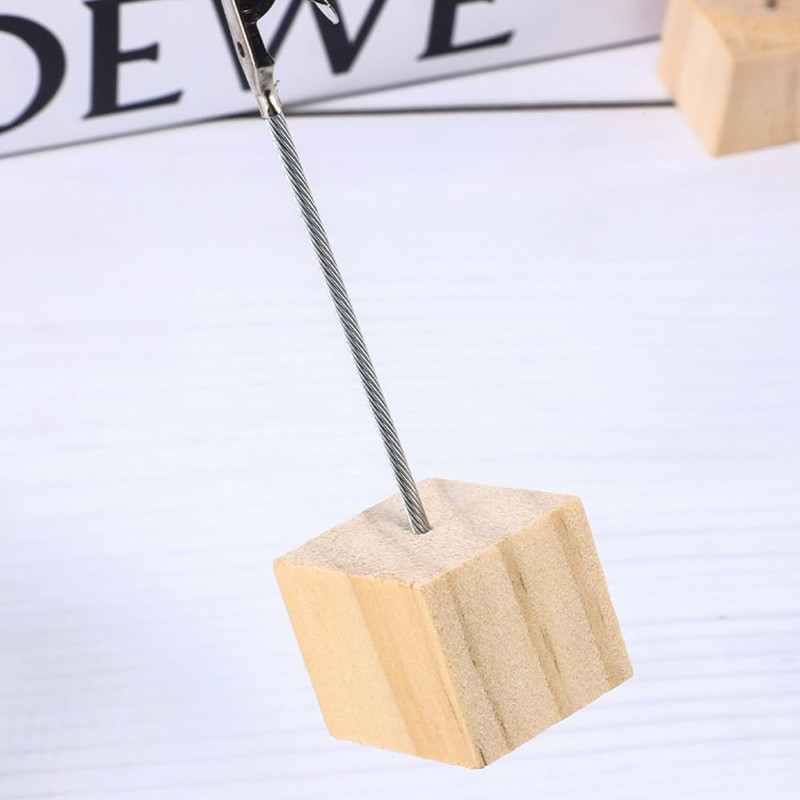 【クリップスタンド】 メモスタンド 木製クリップ 10個セット 2.5cm立方底座 カードスタンド カード立て テーブルナンバー 値札立て メモクリップ