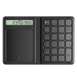 Bluetooth Number Pad, Foldable 2.4G Wireless Numeric Keypad with Display Calculator & Touchpad, Wireless Number Pad Slim 23 Keys Portable Financial Accounting Numpad Keyboard for PC Laptop Desktop