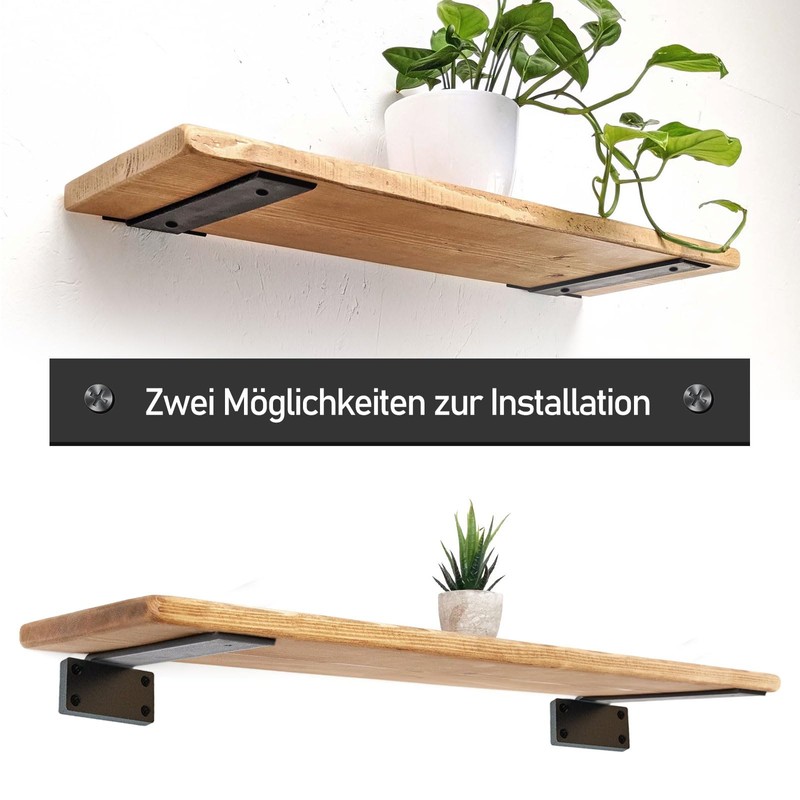 MLOQI Pack of 2 Shelf Brackets, Black, Shelf Bracket, Heavy