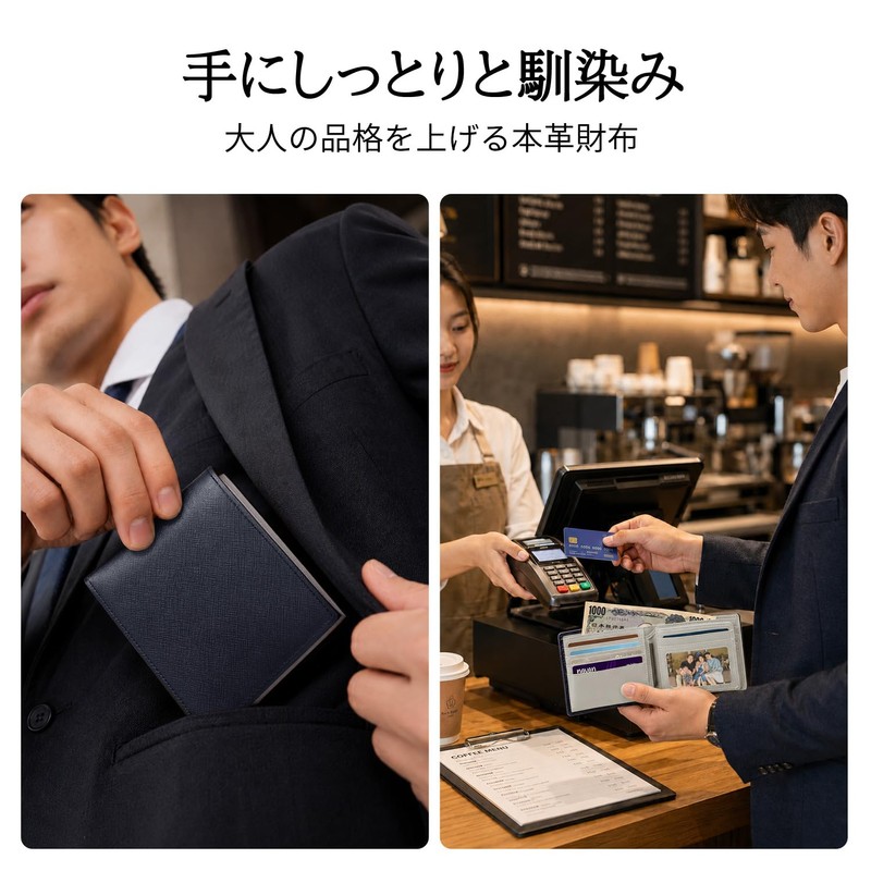 GSG Men's Wallet 2-Fold Genuine Leather Box Coin Purse RFID