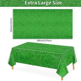 3 Pack Plastic Grass Tablecloths, Green Disposable Golf Party Table Cover for Golf Birthday Party Hole in One Party Decorations Outdoor Indoor Party Supplies