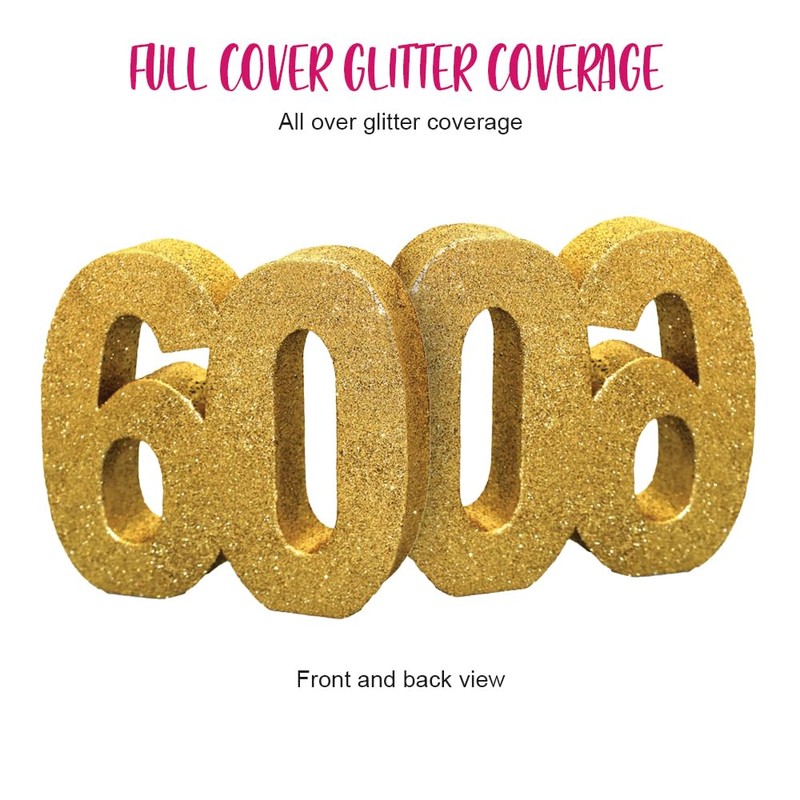 Number 60 Glitter Table Decoration Gold| Table Centrepiece | Table