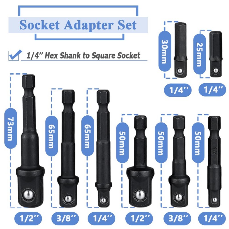 Mesee 8 Pieces Impact Grade Socket Adapter Set, CR-V Quick