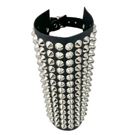 FUNK PLUS 14 Row  UK CONE Studded Gauntlet Bracer Genuine Leather Heavy Metal  Funkplus