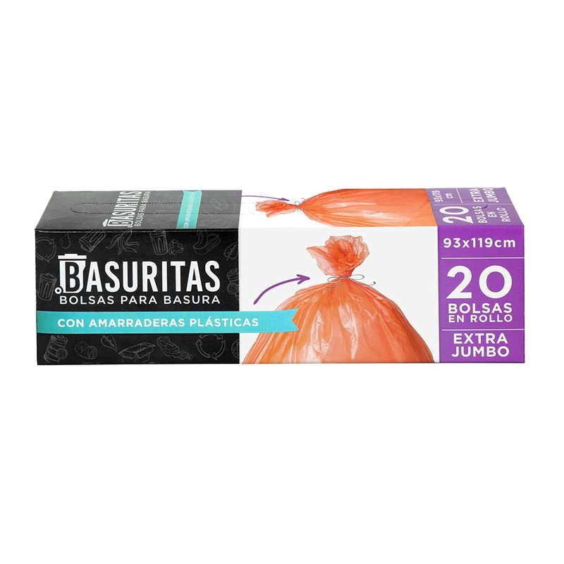 Basuritas | 20 Bolsas de Basura Extra Jumbo de 93