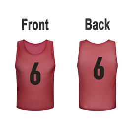 SHIJIXING 12 Pack（1-12） Numbered Pinnies/Scrimmage Vest/Team Practice Jerseys for Basketball, Soccer, Football (S, 1-12 Red)