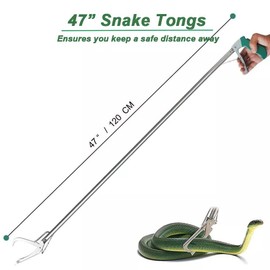 KANCOKIT 47 Inch Extra Heavy Duty Snake Tongs, Professional All-Aluminum Alloy Snake Grabber, Reptile Tongs with Auto Lock, Grabber Reacher Tool for Snake Catching with Wide Jaw Handling Tool