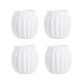 Meicynhoger Set of 4 Self Watering Pumpkin Flower Pots 10.5cm Flower Pots - Indoor Balcony Garden White