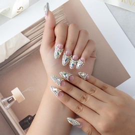 TENACIOUS & LOUCIA Handmade press on nails short, hand made nails short,fake nails,nails press ons,french tip press on nails,uñas postizas,press ons,false nails,press on nail kit (LH7 Short Almond S)