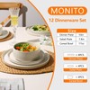MONITO Ceramic Plates and Bowls Sets for 4, 12PCS Stoneware