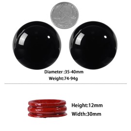 Nupuyai Natural Obsidian Ball with Wooden Stand, Black Crystal Stone Sphere Feng Shui Office Home Decor Meditation Crystal Ball, 45-50mm